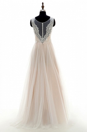 BMbridal Lace Tulle A-line Floor Length Wedding Dress On Sale_3