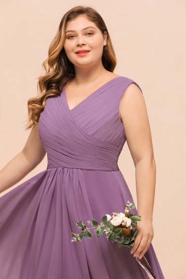BMbridal Elegant Wisteria Sleeveless Ruffle Plus size Bridesmaid Dress_7