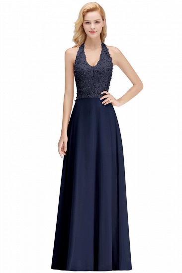 BMbridal A-line Halter Chiffon Lace Bridesmaid Dress with Beadings_4