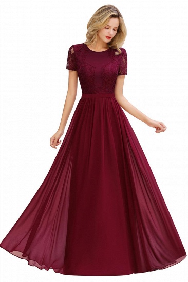 BMbridal Chic A-line Chiffon Lace Bridesmaid Dress with Short Sleeves_5