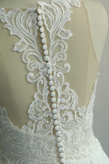 BMbridal Unique White Jewel Sleeveless Wedding Dress Appliques Chiffon Bridal Gowns On Sale_7