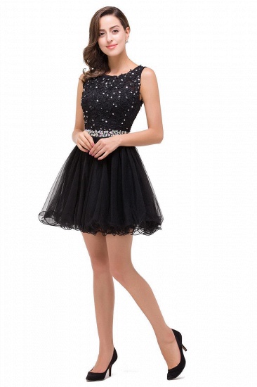BMbridal A-line Knee-length Tulle Prom Dress with Appliques_5