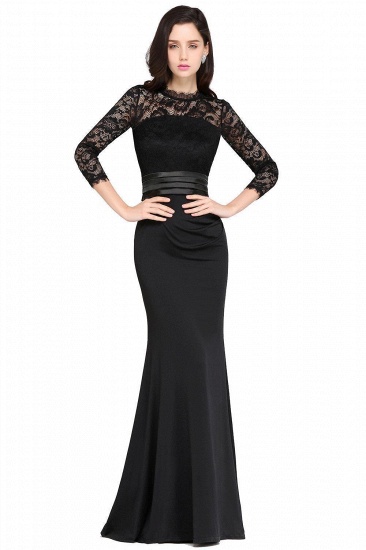BMbridal Chic Sheath High Neck Black Bridesmaid Dress with Lace In Stock_5
