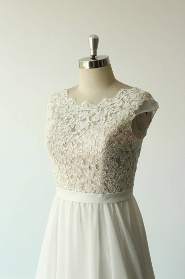 BMbridal Elegant A-line White Chiffon Wedding Dress Sleeveless Appliques Bridal Gowns On Sale_6
