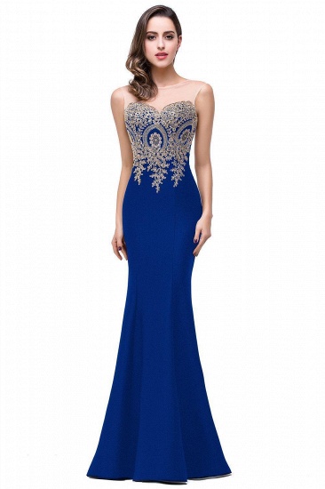 BMbridal Sleeveless Mermaid Long Evening Gowns With Lace Appliques_6