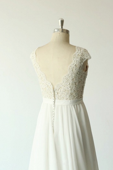 BMbridal Elegantes A-Linie weißes Chiffon-Hochzeitskleid ärmellose Applikationen Brautkleider im Angebot_7