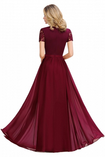 BMbridal Chic A-line Chiffon Lace Bridesmaid Dress with Short Sleeves_6