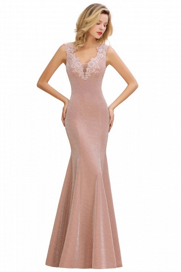 BMbridal Dusty Pink Shinning Long Prom Dress Mermaid With Appliques_1