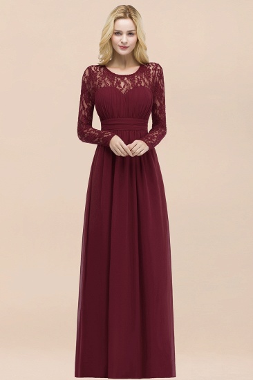 BMbridal Elegant Lace Burgundy Bridesmaid Dresses Online with Long Sleeves_59
