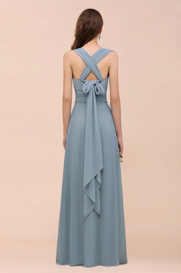 BMbridal New Arrival Dusty Blue Ruched Long Convertible Bridesmaid Dresses_52