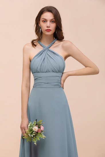 BMbridal New Arrival Dusty Blue Ruched Long Convertible Bridesmaid Dresses_65