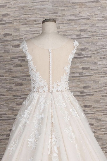 BMbridal Elegant Jewel Straps A-line Wedding Dresses Champgne Tulle Bridal Gowns With Appliques On Sale_7