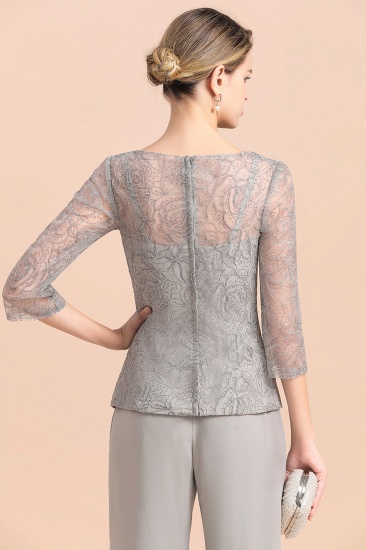 BMbridal Elegant 3/4 Sleeves Lace Chiffon Affordable Mother of Bride Jumpsuit Online_9