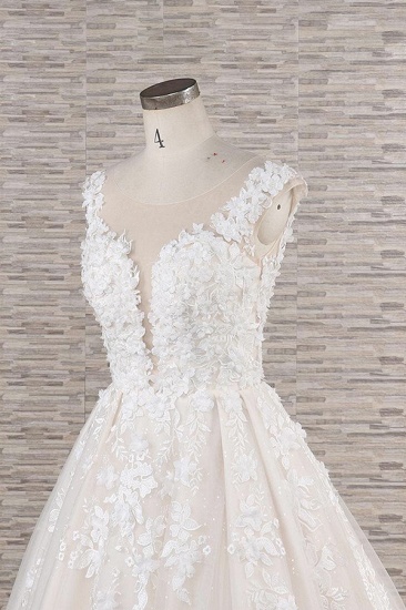 BMbridal Elegant Jewel Straps A-line Wedding Dresses Champgne Tulle Bridal Gowns With Appliques On Sale_6