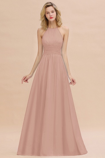 BMbridal Glamorous Halter Backless Long Affordable Bridesmaid Dresses with Ruffle_6