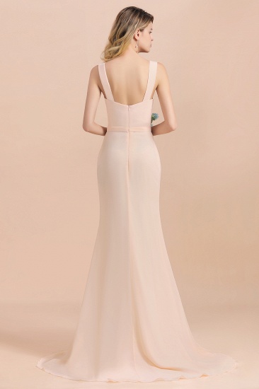 BMbridal Gorgeous Drapped Neckline Ruffle Chiffon Bridesmaid Dresses Online with Slit_3