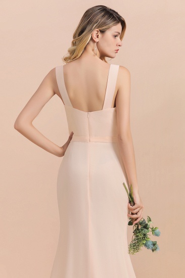BMbridal Gorgeous Drapped Neckline Ruffle Chiffon Bridesmaid Dresses Online with Slit_9