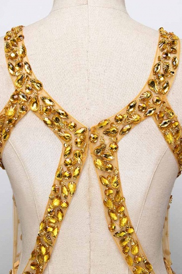 BMbridal Glamorous Straps V-Ausschnitt Gold Meerjungfrau Ballkleider mit Perlen online_7