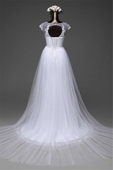 BMbridal Glamorous Lace Jewel White Mermaid Wedding Dresses with Beadings Online_5