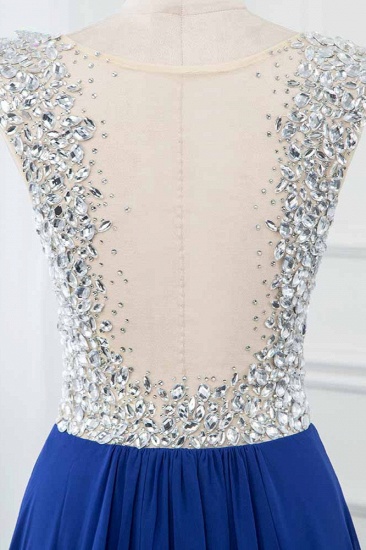 BMbridal Sparkly Chffon V-Neck Front Slit Royal Blue Prom Dresses with Beading Top_7