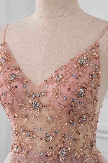 BMbridal Elegant Tulle Spaghetti Straps Appliques Prom Dresses with Front Slit Online_6