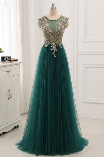 BMbridal Elegant Tulle Jewel Beading Appliques Prom Dresses with Ruffles Online_2