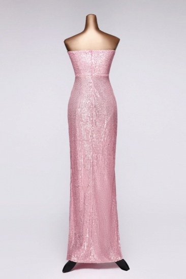 BMbridal Chic Strapless Front Slit Sheath Prom Dresses with Sequins Online_3