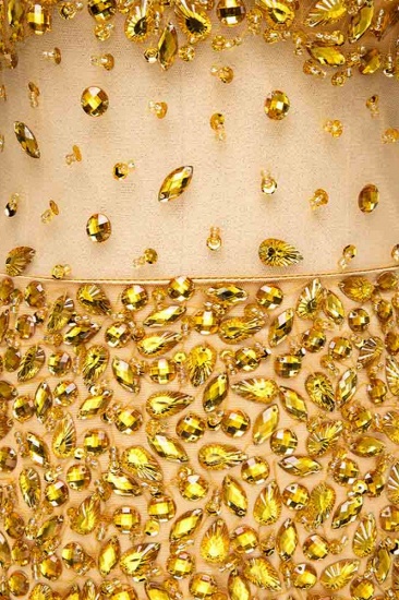 BMbridal Glamorous Straps V-Ausschnitt Gold Meerjungfrau Ballkleider mit Perlen online_6