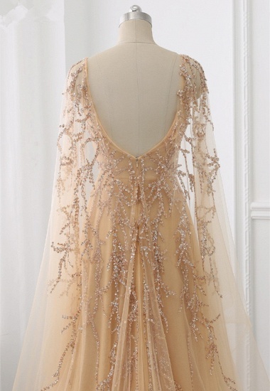 BMbridal Elegant Jewel Long Sleeves Ruffle Prom Dresses with Beadings Online_7