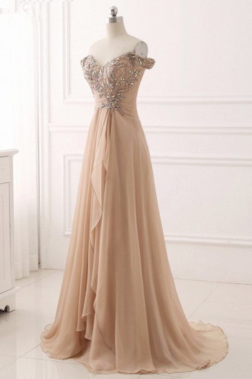 BMbridal Elegant Off-the-Shoulder Sweetheart Ruffle Prom Dresses with Appliques Beadings_4
