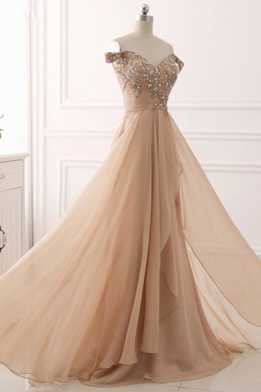 BMbridal Elegant Off-the-Shoulder Sweetheart Ruffle Prom Dresses with Appliques Beadings_3