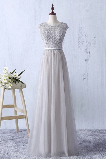 BMbridal Elegant Dark Green Tulle Jewel Prom Dresses Sleeveless with Appliques Online_6
