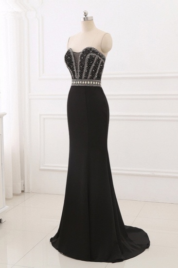 BMbridal Gorgeous Strapless Sweetheart Black Mermaid Prom Dresses with Rhinestones Online_4