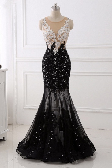 BMbridal Luxury Tulle Jewel Appliques Mermaid Prom Dresses with Rhinestone Online_1