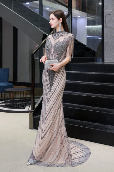 BMbridal Luxurious Crystal Beadings Mermaid Prom Dress Long On Sale_9