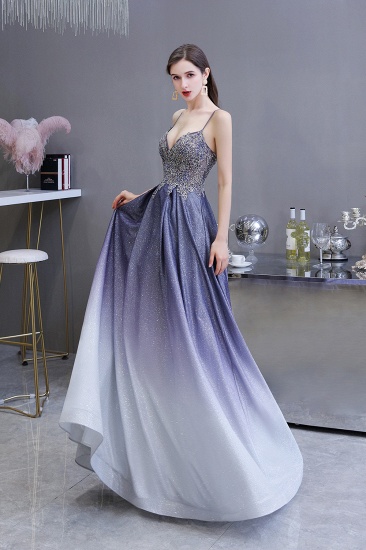 BMbridal Elegant Spaghetti Straps Ombre Prom Dress Long With Appliques Beads_5