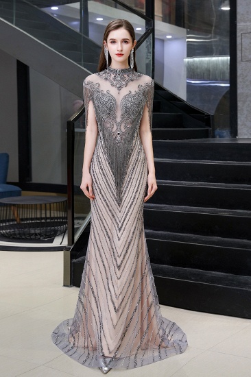 BMbridal Luxurious Crystal Beadings Mermaid Prom Dress Long On Sale_2