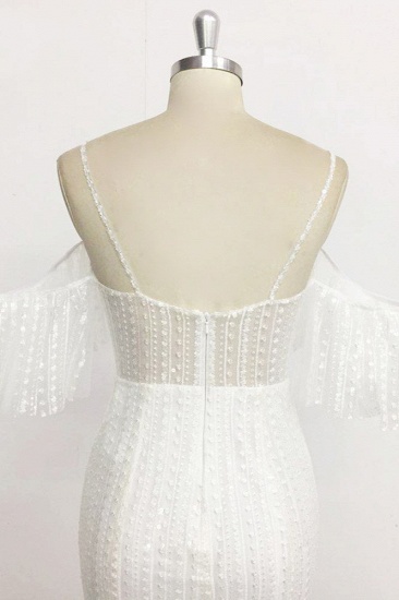 BMbridal Stylish Sleeveless V-Neck Ivory Wedding Dresses Spaghetti Straps Pearls Bridal Gowns On Sale_7