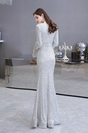 BMbridal Gorgeous Sequins Long Sleeve Prom Dress V-Neck Mermaid Evening Gowns_8