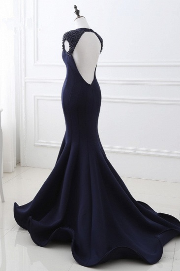 BMbridal Stylish V-Neck Mermaid Black Prom Dresses Sleeveless Beadings Open Back Party Dresses On Sale_5