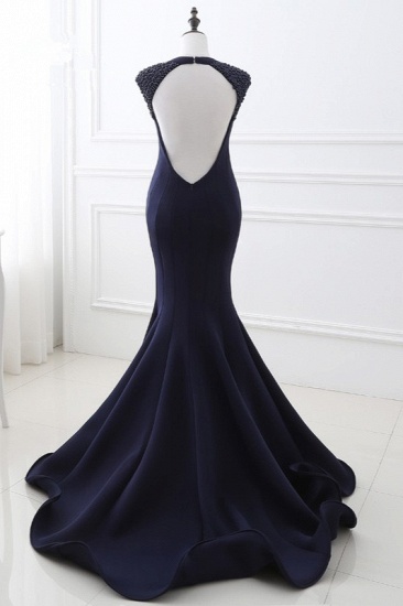 BMbridal Stylish V-Neck Mermaid Black Prom Dresses Sleeveless Beadings Open Back Party Dresses On Sale_3