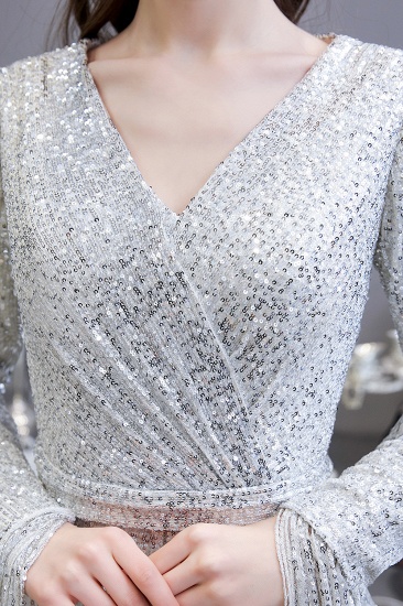 BMbridal Gorgeous Sequins Long Sleeve Prom Dress V-Neck Mermaid Evening Gowns_19