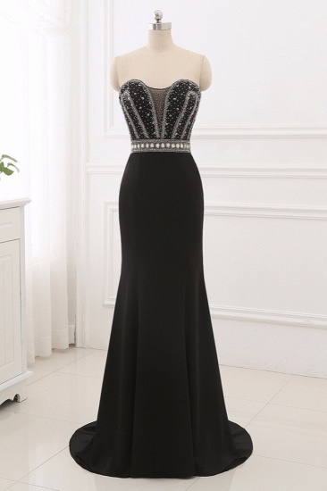 BMbridal Gorgeous Strapless Sweetheart Black Mermaid Prom Dresses with Rhinestones Online_2