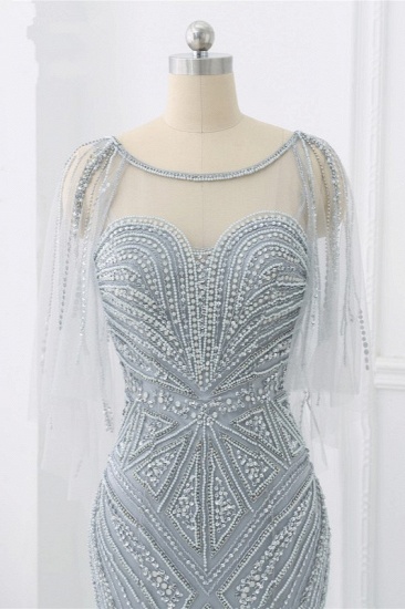 BMbridal Elegant Tulle Jewel Beadings Mermaid Prom Dresses with Ruffles Online_5