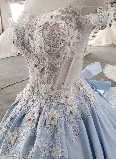 BMbridal AffordableLight Blue Satin Sweep Train Wedding Dress Off Shoulder Sleeveless Bridal Gowns On Sale_4