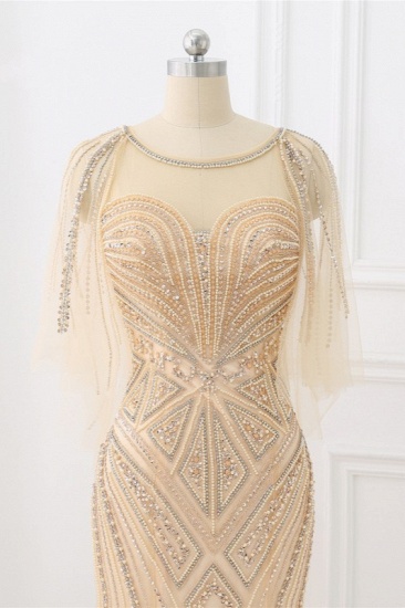 BMbridal Elegant Tulle Jewel Beadings Mermaid Prom Dresses with Ruffles Online_10