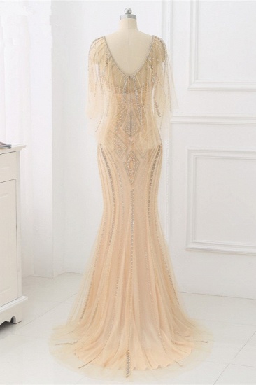 BMbridal Elegant Tulle Jewel Beadings Mermaid Prom Dresses with Ruffles Online_9