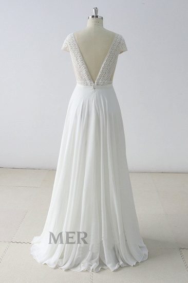 BMbridal Gorgeous White Lace Backless V-Neck Long Wedding Dress Sleeveless Appliques Bridal Gowns On Sale_4
