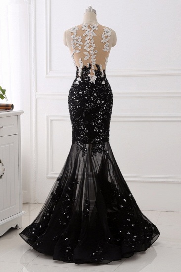 BMbridal Luxury Tulle Jewel Appliques Mermaid Prom Dresses with Rhinestone Online_3