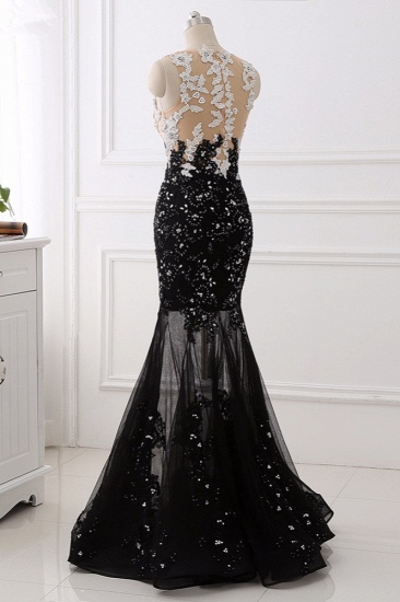 BMbridal Luxury Tulle Jewel Appliques Mermaid Prom Dresses with Rhinestone Online_5